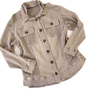 Anthropologie Pilcro Shirt Jacket Shacket Womens Small Taupe Gray